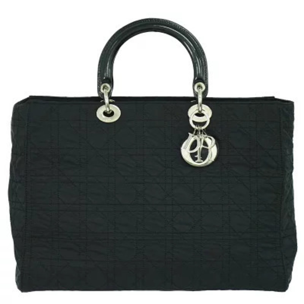 Christian Dior Cannage Handbag Leather Black